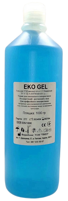 Гель для УЗД 1 кг високої в'язкості блакитний EKO GEL EBV 1000/ Твел, флакон