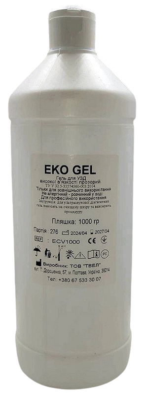 Гель для УЗД 1 кг високої в'язкості прозорий EKO GEL EСV 1000/ Твел, флакон