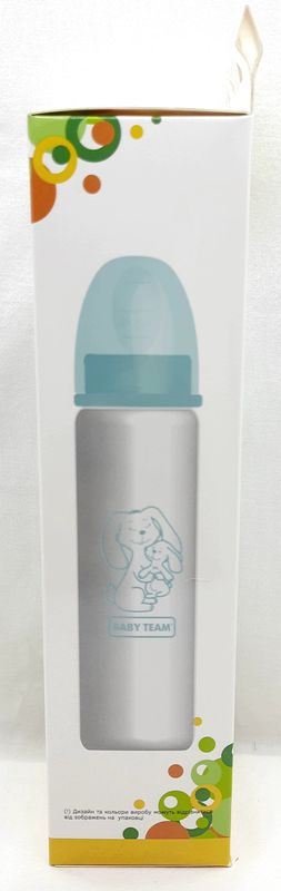 Бутылочка для кормления 240 мл стеклянная с силиконовой соской 0+/ BabyТeam, ар 1211