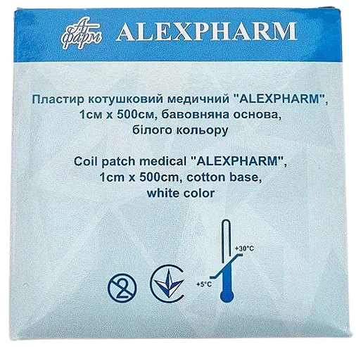 Пластир медичний 1х500 см на бавовняній основі білий/ АLEXPHARM