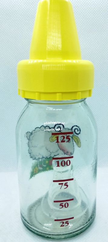 Бутылочка для кормления "Классик-Солнышко" 125 мл стеклянная с силиконовой соской, 0+/ Киевгума