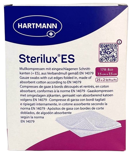 Салфетки марлевые стерильные Sterilux&reg; ES 7,5 х 7,5 см, 25 х 2шт. в упаковке/&nbsp;Hartmann