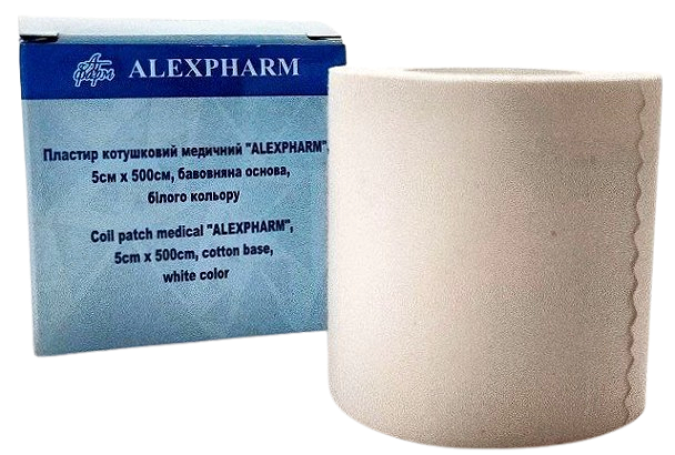 Пластир медичний 5х500 см на бавовняній основі білий/ АLEXPHARM