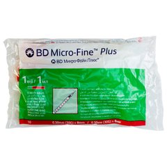 Шприц инсулиновый 1 мл U40 несъемная игла G30 (0,3*8,0)/ BD Microfine