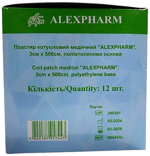 Пластир медичний 3х500 см на полімерній основі прозорий/ АLEXPHARM