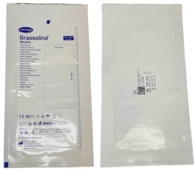 Повязка атравматическая мазевая Grassolind neutral 10 &times; 20 см / Hartmann