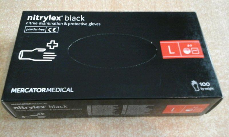 Рукавички нітрилові чорні, нестерильні, неопудрені/ розмір L/ NITRYLEX BASIC