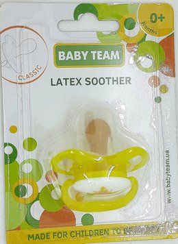 Соска-пустышка латексная классическая, 0+, BabyTeam, арт.3220