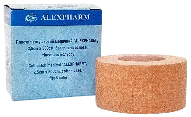 Пластир медичний 2,5х500 см на бавовняній основі тілесний/ АLEXPHARM