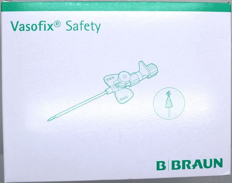 Канюля внутривенная G 24 (0,7*19 мм) желтая/ B.Braun Vasofix Safety