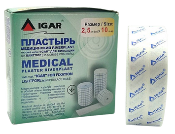 Пластир медичний Лайтпор (основа спанлейс) 2,5 см х 10 м RiverPlast / ІГАР