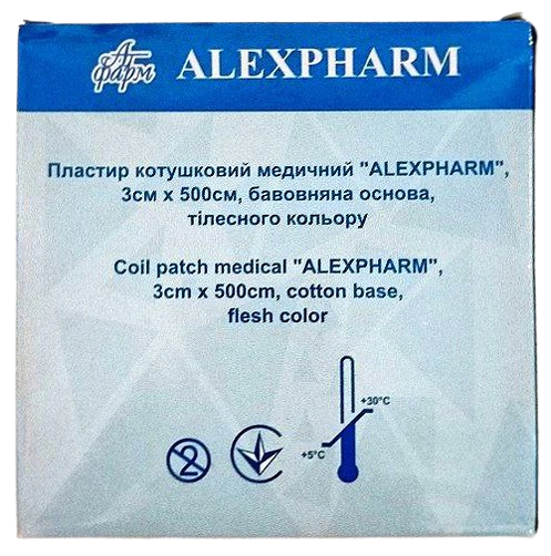 Пластир медичний 3х500 см на бавовняній основі тілесний/ АLEXPHARM