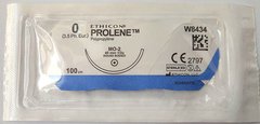 Пролен Prolene 0 (М3,5) длина 100 cм, синий, игла колющая 40 мм, 1/2круга, W8434/ ETHICON Johnson&Johnson