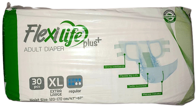 Подгузники для взрослых со средним уровнем впитываемости, размер XL/ Flexi life plus, 30 штук