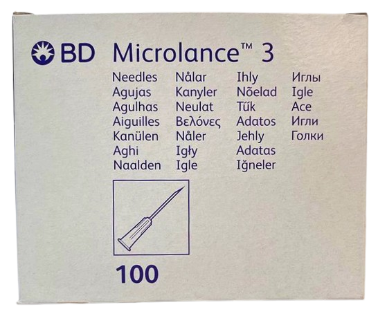 Голка ін'єкційна 25G (0,5 &times; 25 мм) BD Microlance 3, помаранчева