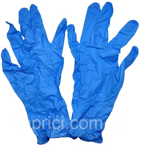 Рукавички нітрилові оглядові нестерильні неопудрені, розмір XL / Alexpharm, блакитні