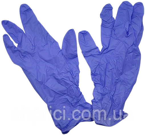 Рукавички нітрилові оглядові нестерильні неопудрені, розмір S/ Alexpharm, фіолетові