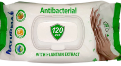Салфетки влажные антибактериальные с экстрактом подорожника NATURELLE/ Sunvita, 120 шт. в упаковке с клапаном