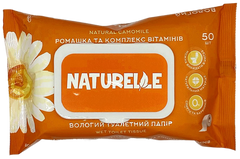 Туалетная бумага влажная с экстрактом ромашки и витаминами NATURELLE/ Sunvita, 50 шт. в упаковке с клапаном