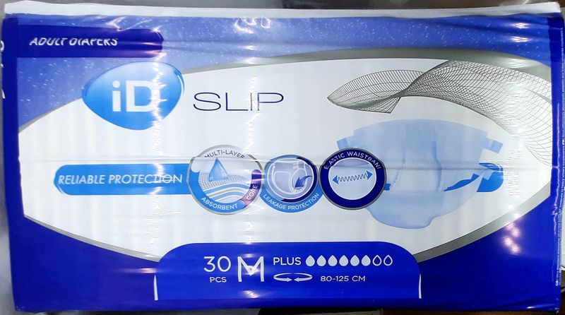 Подгузники для взрослых с высоким уровнем впитываемости, размер М ID SLIP Plus, 30 штук