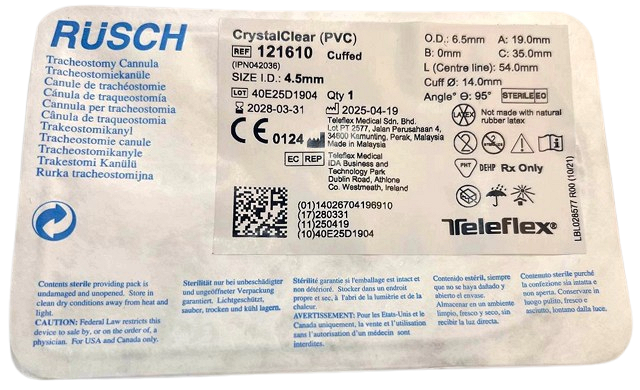 Трубка (канюля) трахеостомическая с манжетой 4,5 мм CrystalClear Rusch/ Teleflex
