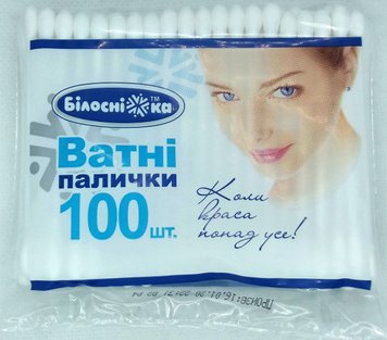 Ватные палочки 100 шт в полиэт. уп. / Белоснежка