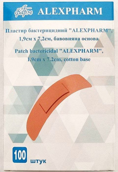 Пластырь бактерицидный 1,9 х 7,2 см на хлопковой основе/ ALEXPHARM