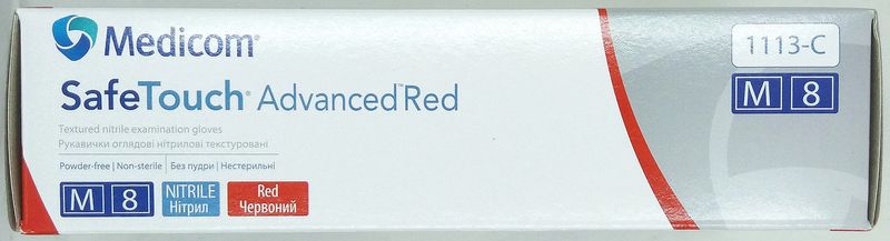 Перчатки нитриловые одноразовые нестерильные неопудренные красные / размер М / SAFETOUCH Advanced/ Medicom