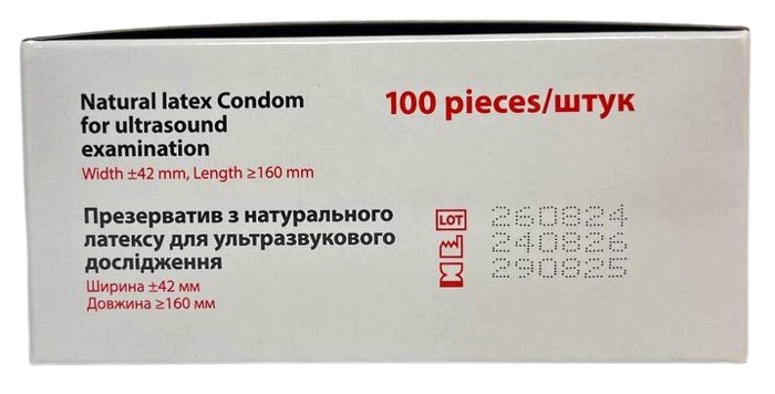Презерватив для УЗИ латексный, ширина 42 мм/ JS, упаковка 100 шт.
