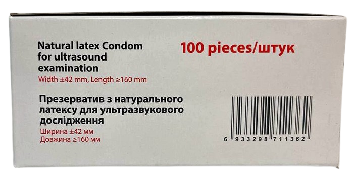 Презерватив для УЗИ латексный, ширина 42 мм/ JS, упаковка 100 шт.