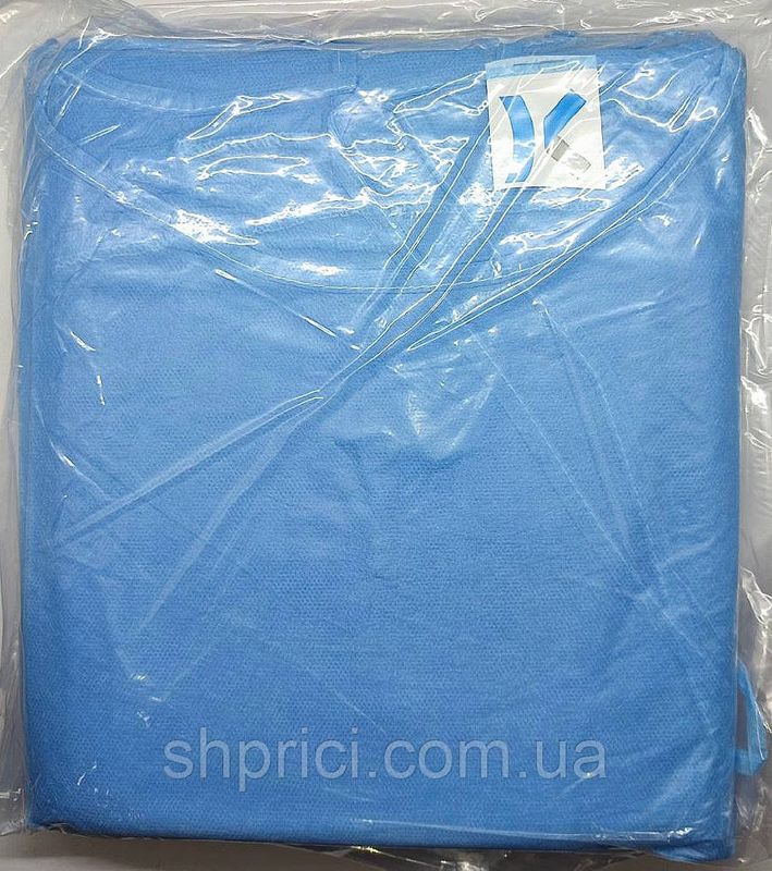 Халат общего назначения нестерильный на завязках голубой 105 х 135 см/ Medicom