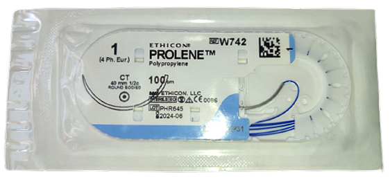 Пролен Prolene 1 (metric 4), длина 100 cм, синий, игла колющая 40 мм, 1/2круга, W742/ ETHICON Johnson&Johnson