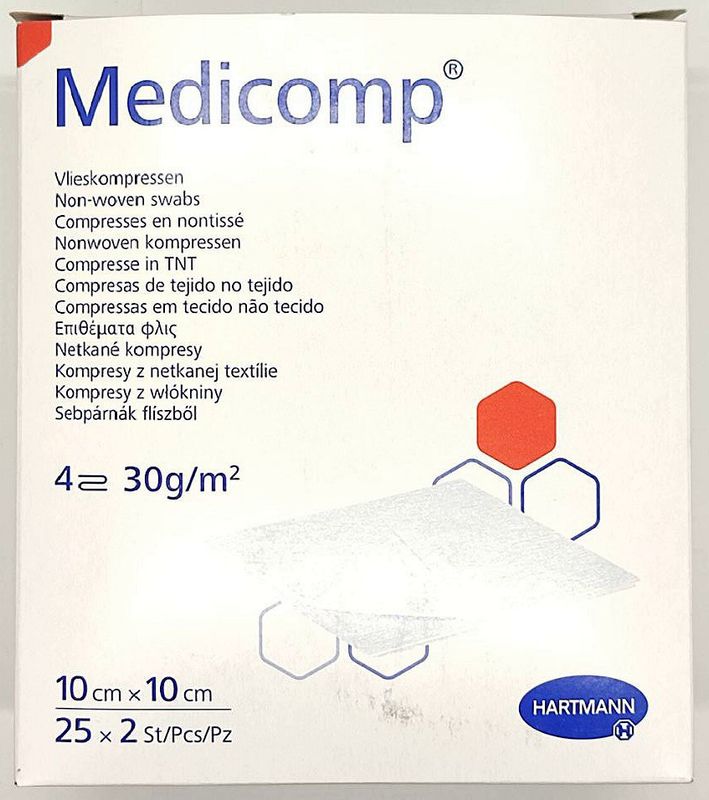 Серветка неткана стерильна 10 х 10 см, 2 шт. в упаковці/ Medicomp/ Hartmann