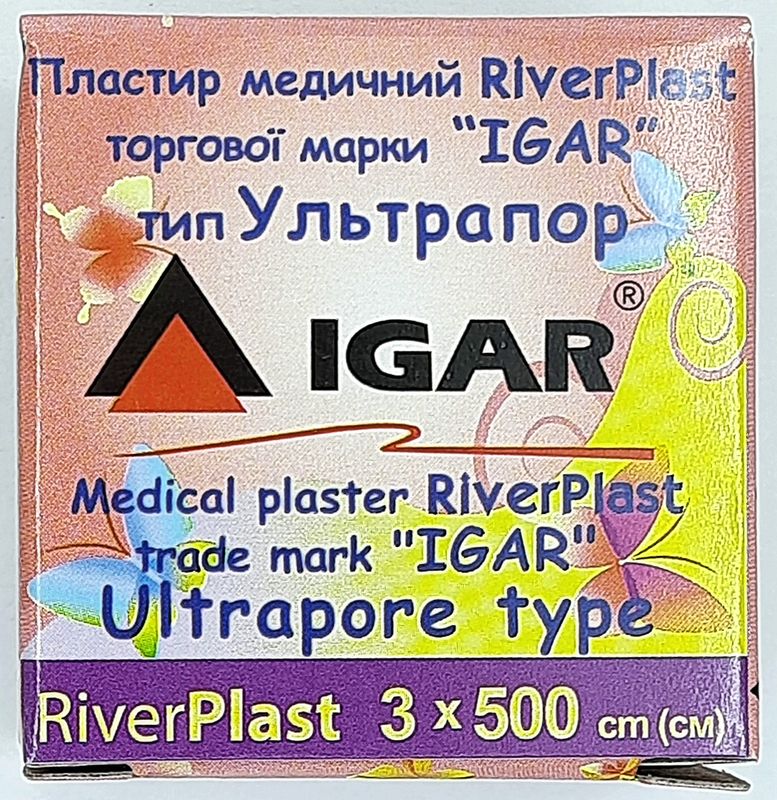 Пластир медичний 3х500 см Ультрапор (неткана основа)/ RiverPlast/ ІГАР, 1 шт.