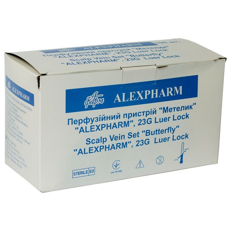 Катетер внутрішньовенний Метелик G 23/ ALEXPHARM, синій