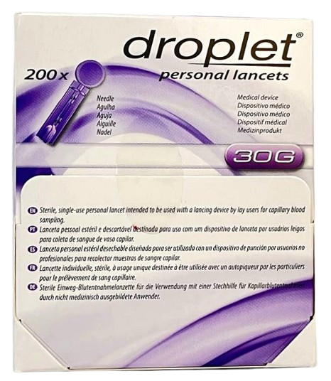 Ланцет для прокалывающих устройств, игла 30G Droplet/ HTL Strefa SA, упаковка 200 шт.