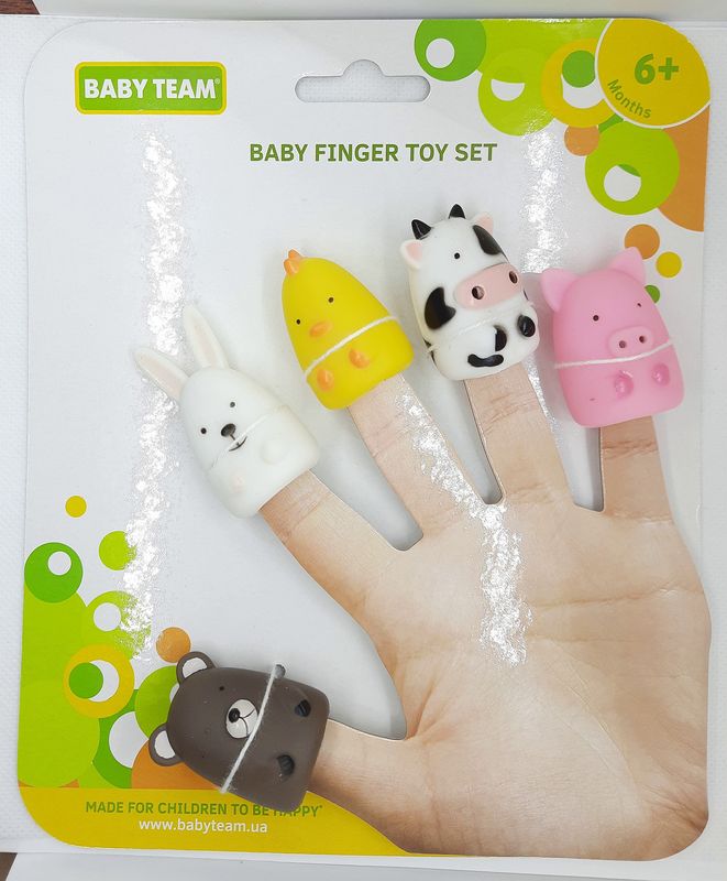 Игрушки для ванной на пальцы "Веселая детвора" BabyTeam, 6+ арт. 8700, в наборе 5 шт.