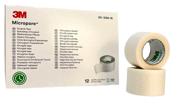 Пластырь хирургический 3М MICROPORE 2,5 см * 5 м на нетканой основе, белый (1530-1S)