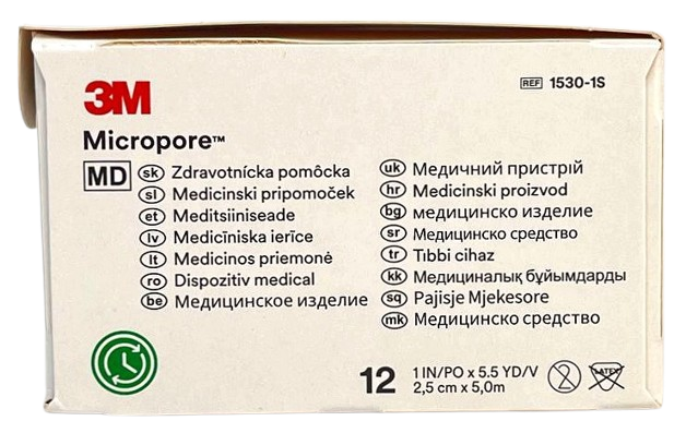 Пластырь хирургический 3М MICROPORE 2,5 см * 5 м на нетканой основе, белый (1530-1S)