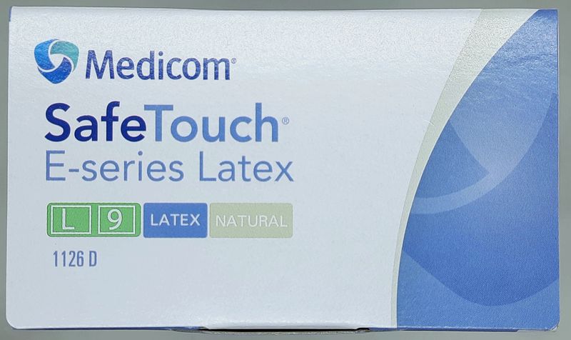 Рукавички латексні оглядові нестерильні припудрені, розмір L/ Safe-Touch/ Medicom