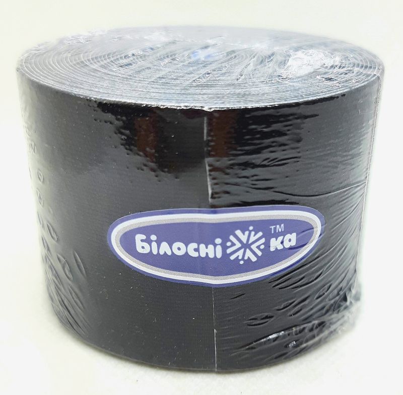 Кинезио тейп черный, бинт эластичный малой растяжимости адгезивный 5см х 5м/ Белоснежка