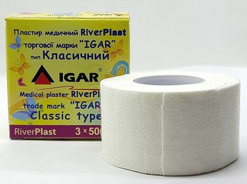 Пластир медичний 3х500 см на бавовняній основі Класичний RiverPlast/ ІГАР