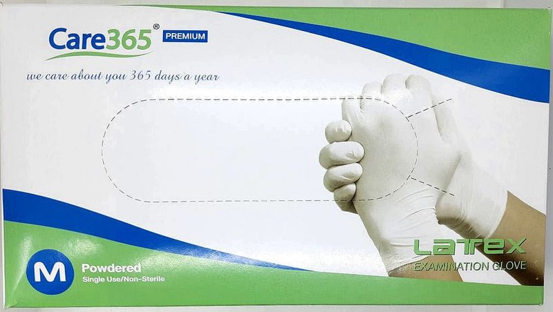 Перчатки латексные смотровые нестерильные припудренные/ размер М/ Care 365