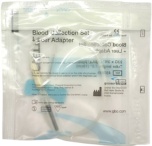 Набор для забора крови + луер-адаптер 23Gx3/4", длина катетера 7 1/2" (19 см) VACUETTE, арт.450089
