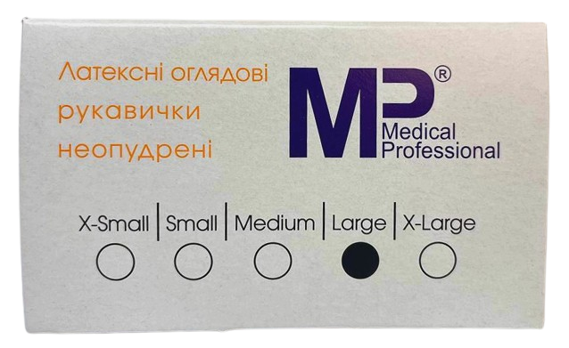 Перчатки латексные нестерильные неопудренные/ размер р.L (8)/ Medical Professional