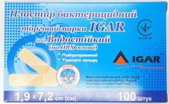 Пластир бактерицидний водостійкий 1,9х7,2 см (ПВХ основа)/ ІГАР