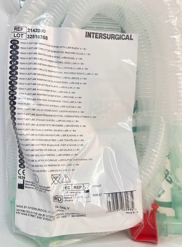 Дыхательный контур педиатрический, 1,6 м, угловой соединитель Луэр / Intersurgical Limited, арт. 2142000