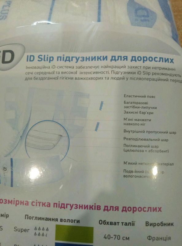 Подгузники для взрослых дышащие размер М / 5 штук / ID SLIP Plus