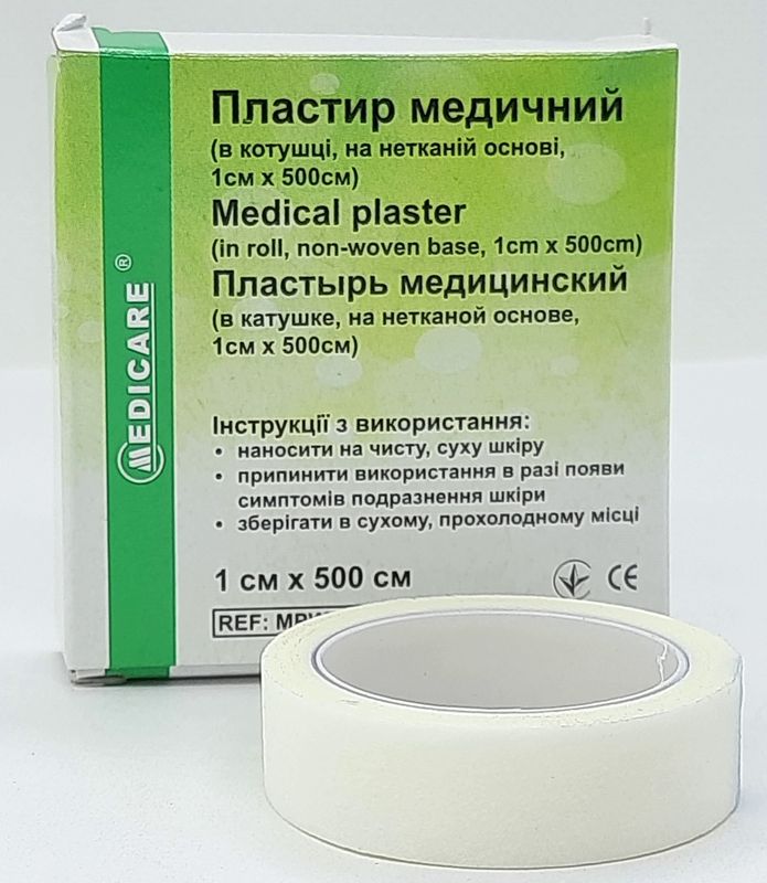 Пластир медичний на нетканій основі в котушці 1х500 см / MEDICARE