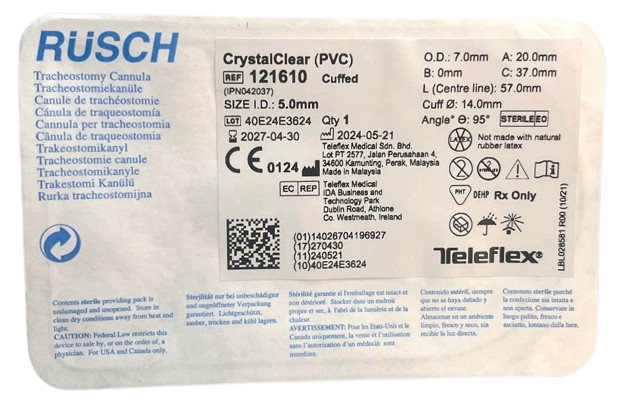 Трубка (канюля) трахеостомическая с манжетой 5,0 мм CrystalClear Rusch/ Teleflex